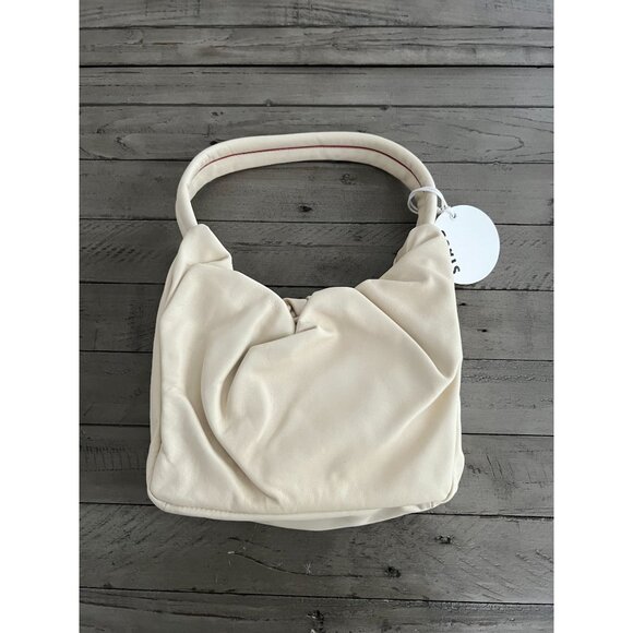 STAUD Felix Ruched Leather Shoulder Bag in Cream NWT - Picture 8 of 13